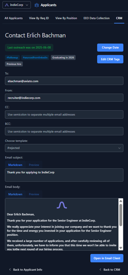 CRM contact form